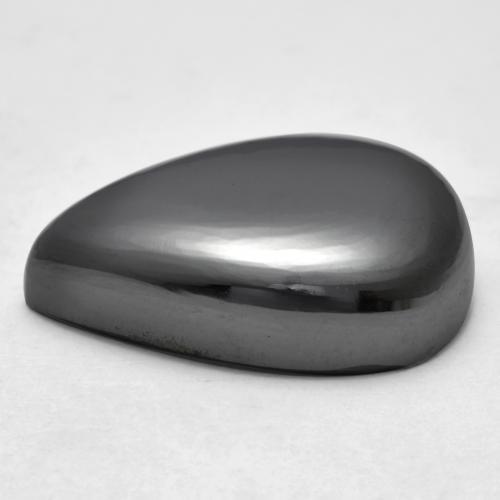 Hematita cinza natural 39,86ct, formato de pêra, opaco