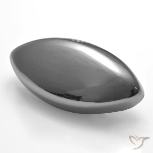 Hematita cinza natural 25,87ct, marquise, opaco