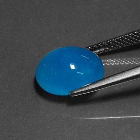 Hemimorfita azul natural 6,25ct, corte oval, opaco