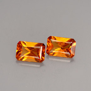 Pedras preciosas de granada hessonita laranja natural de  ct, corte esmeralda, SI