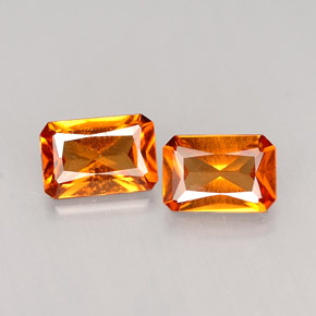 Pedras preciosas de granada hessonita laranja natural de  ct, corte esmeralda, VS-SI