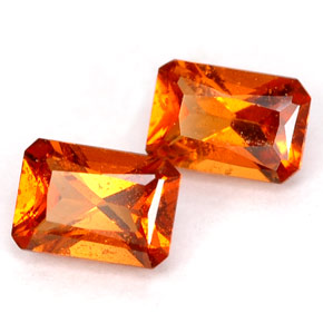 Pedras preciosas de granada hessonita laranja natural de  ct, corte esmeralda, VS-SI