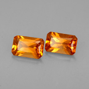 Pedras preciosas de granada hessonita laranja natural de  ct, corte esmeralda, VS-SI