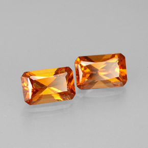 Pedras preciosas de granada hessonita laranja natural de  ct, corte esmeralda, VS-SI