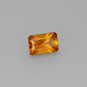 Granada hessonita laranja natural 0,61ct, corte esmeralda, VS