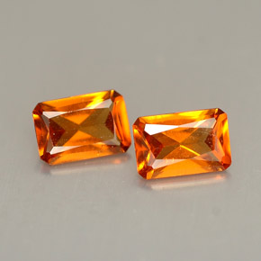 Pedras preciosas de granada hessonita laranja natural de  ct, corte esmeralda, VS