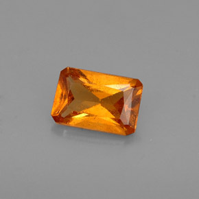 Granada hessonita laranja natural 0,63ct, corte esmeralda, VS