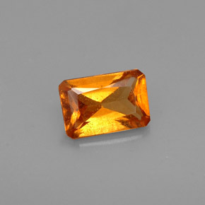 Granada hessonita laranja natural 0,63ct, corte esmeralda, VS