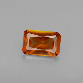 Granada hessonita laranja natural 0,60ct, corte esmeralda, VS