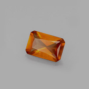 Granada hessonita laranja natural 0,60ct, corte esmeralda, VS