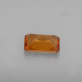 Granada hessonita laranja natural 0,60ct, corte esmeralda, VS