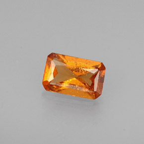 Granada hessonita laranja natural 0,50ct, corte esmeralda, VS-SI