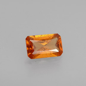 Granada hessonita laranja natural 0,50ct, corte esmeralda, VS-SI