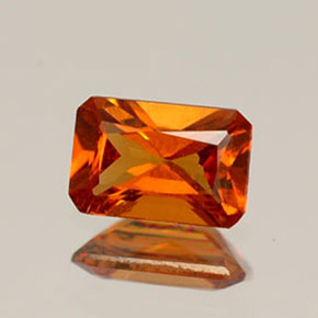 Granada hessonita laranja natural 0,54ct, corte esmeralda, VS