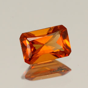 Granada hessonita laranja natural 0,54ct, corte esmeralda, VS