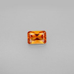 Granada hessonita laranja natural 0,66ct, corte esmeralda, VS