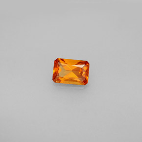 Granada hessonita laranja natural 0,66ct, corte esmeralda, VS