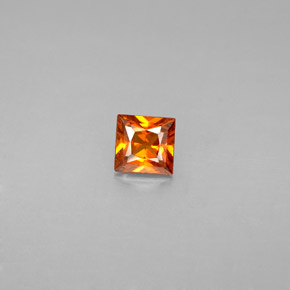 Granada hessonita laranja natural 0,38ct, quadrado, VS