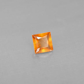 Granada hessonita laranja natural 0,32ct, quadrado, VS