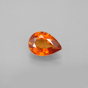 Granada hessonita laranja natural 0,84ct, formato de pêra, SI