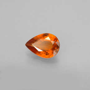 Granada hessonita laranja natural 0,84ct, formato de pêra, SI