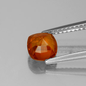 Granada hessonita laranja natural 1,18ct, almofada cortada, VS