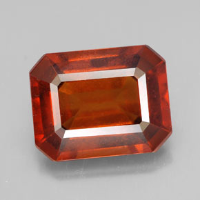Granada hessonita laranja natural 6,53ct, corte esmeralda, VS