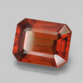 Granada hessonita laranja natural 6,53ct, corte esmeralda, VS