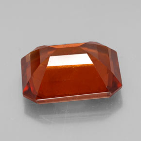Granada hessonita laranja natural 6,53ct, corte esmeralda, VS