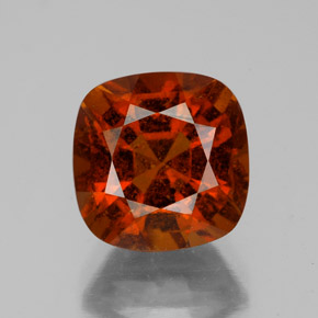 Granada hessonita laranja natural 4,07ct, almofada cortada, VS-SI