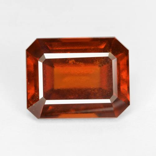 Granada hessonita vermelho natural 8,89ct, corte esmeralda, VS