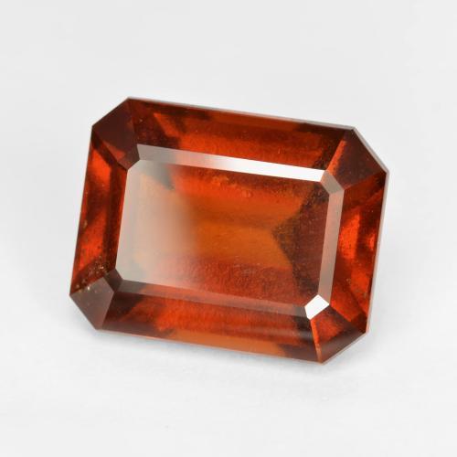 Granada hessonita vermelho natural 8,89ct, corte esmeralda, VS