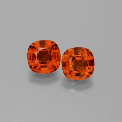 Pedras preciosas de granada hessonita laranja natural de 3,13 ct, almofada cortada, SI