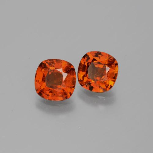 Pedras preciosas de granada hessonita laranja natural de 3,13 ct, almofada cortada, SI