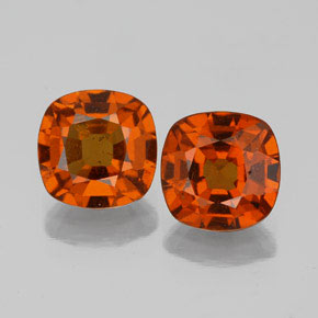 Pedras preciosas de granada hessonita laranja natural de 3,23 ct, almofada cortada, VS