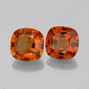 Pedras preciosas de granada hessonita laranja natural de 3,23 ct, almofada cortada, VS
