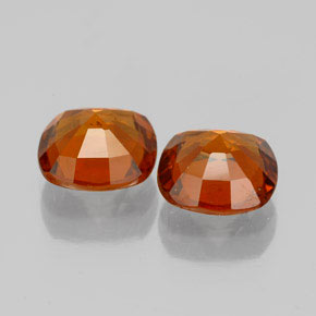 Pedras preciosas de granada hessonita laranja natural de 3,23 ct, almofada cortada, VS