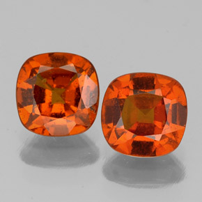 Pedras preciosas de granada hessonita laranja natural de 1,98 ct, almofada cortada, SI
