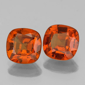 Pedras preciosas de granada hessonita laranja natural de 1,98 ct, almofada cortada, SI