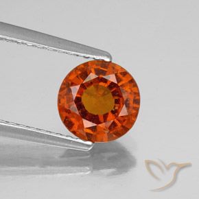 Granada Hessonita laranja avermelhado Natural 1.22ct, Corte Redondo, VS-SI