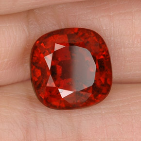 Granada hessonita laranja natural 5,35ct, almofada cortada, VS-SI