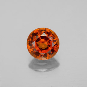 Granada hessonita laranja natural 1,26ct, corte redondo, VS-SI