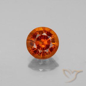 Granada hessonita laranja natural 1,22ct, corte redondo, SI