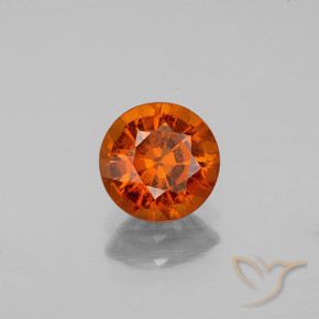 Granada hessonita laranja natural 1,22ct, corte redondo, SI