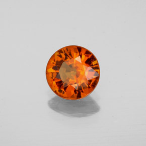 Granada hessonita laranja natural 1,09ct, corte redondo, VS