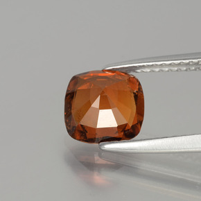 Granada hessonita vermelho natural 1,74ct, almofada cortada, SI