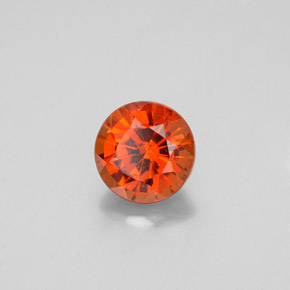 Granada hessonita laranja natural 1,15ct, corte redondo, VS