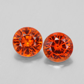 Pedras preciosas de granada hessonita laranja natural de  ct, corte redondo, VS-SI
