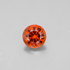 Granada hessonita laranja natural 0,79ct, corte redondo, VS