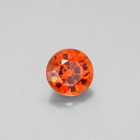 Granada hessonita laranja natural 0,79ct, corte redondo, VS